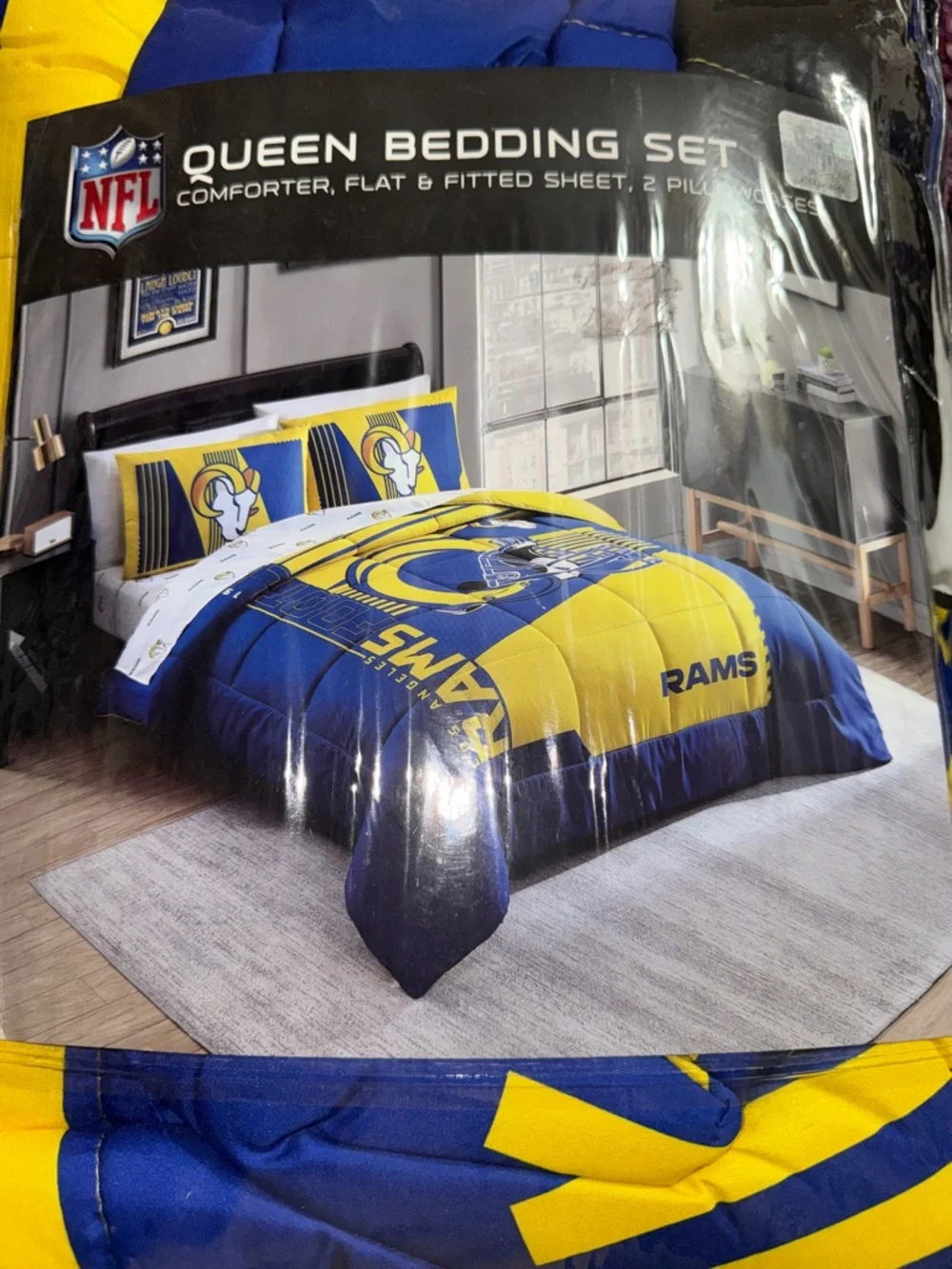 NFL Los Angeles Rams Comforter Set - Blue & Yellow Team Design